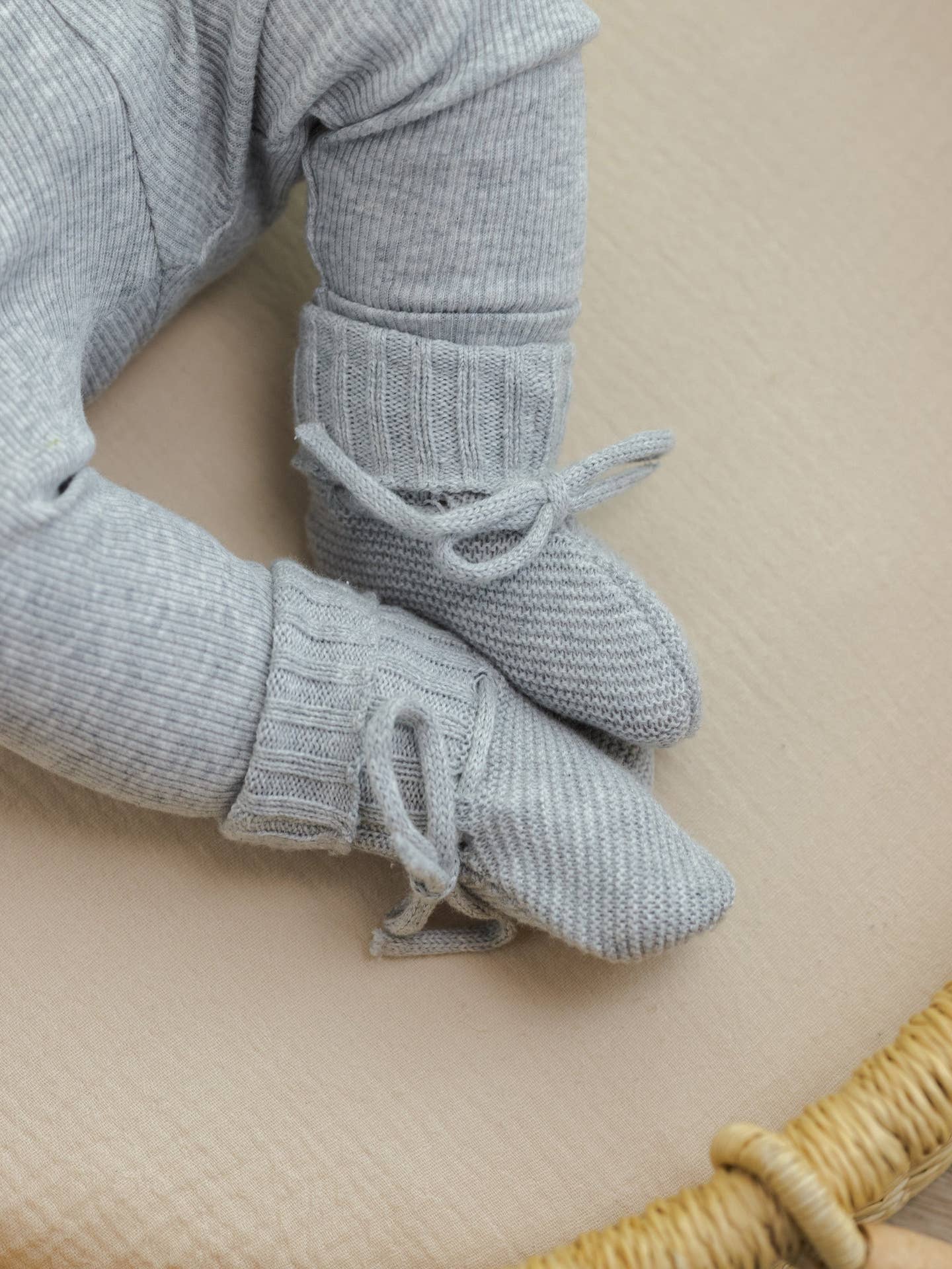 Knit Booties || Heathered Dusty Blue