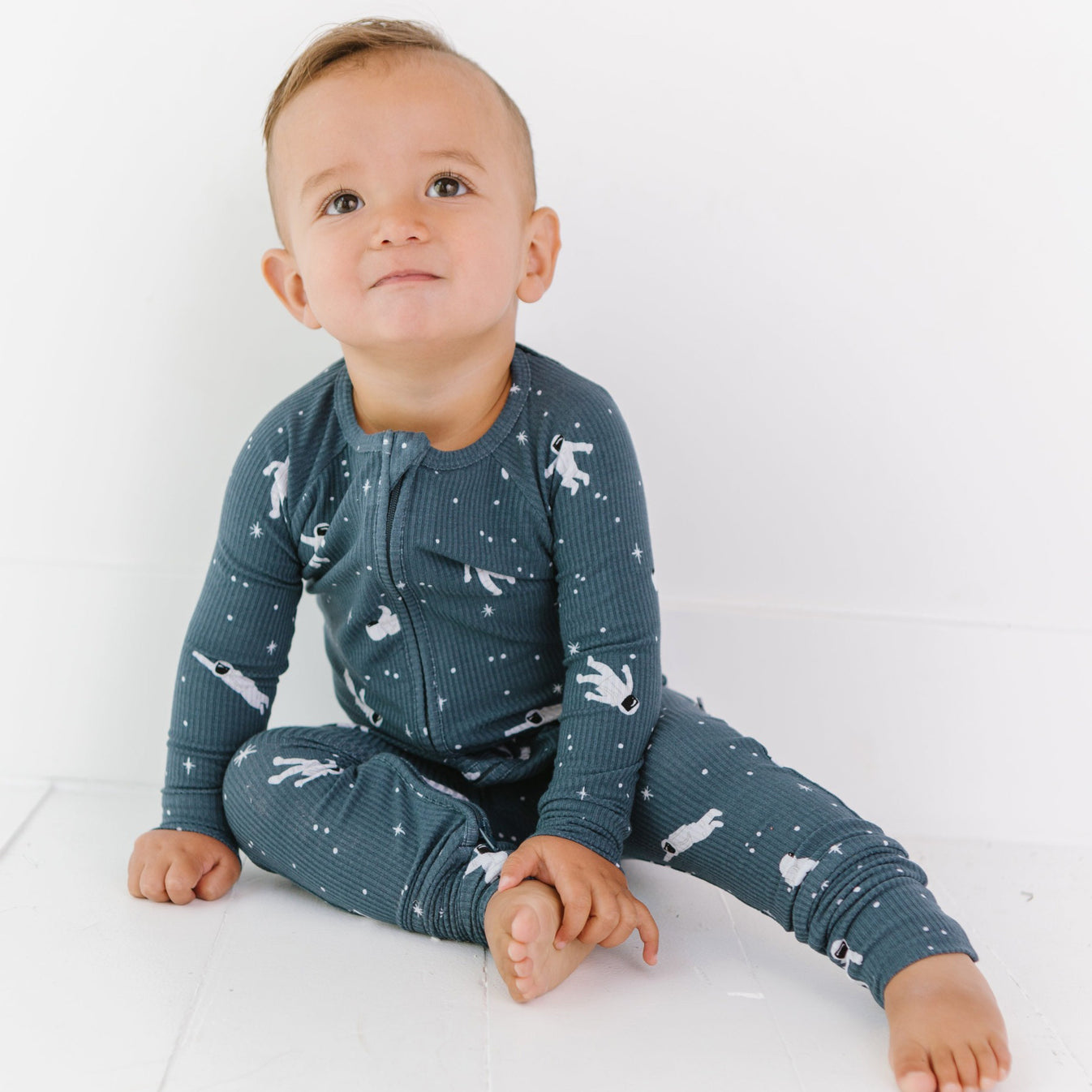 Astronauts Small Ribbed Zip Romper