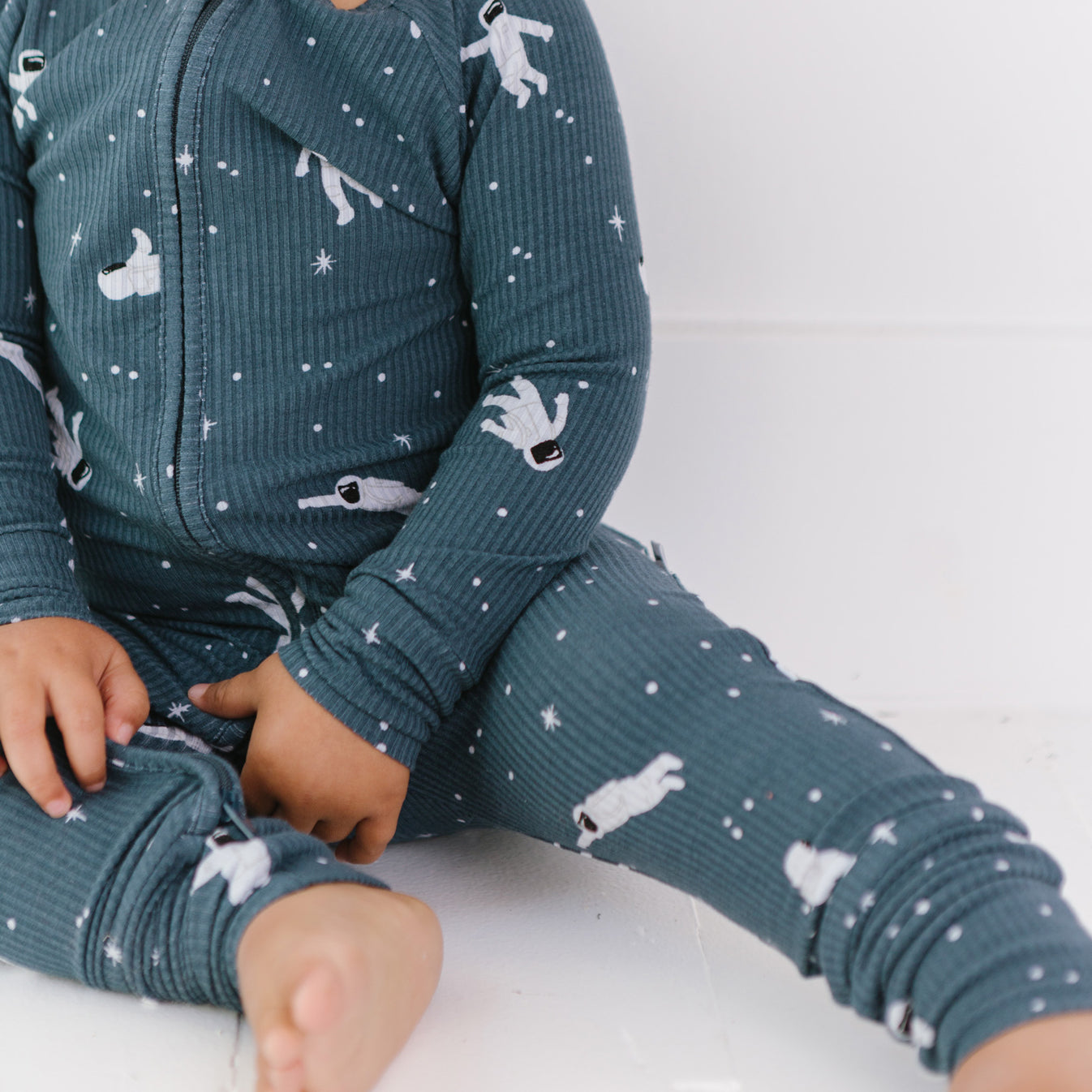 Astronauts Small Ribbed Zip Romper