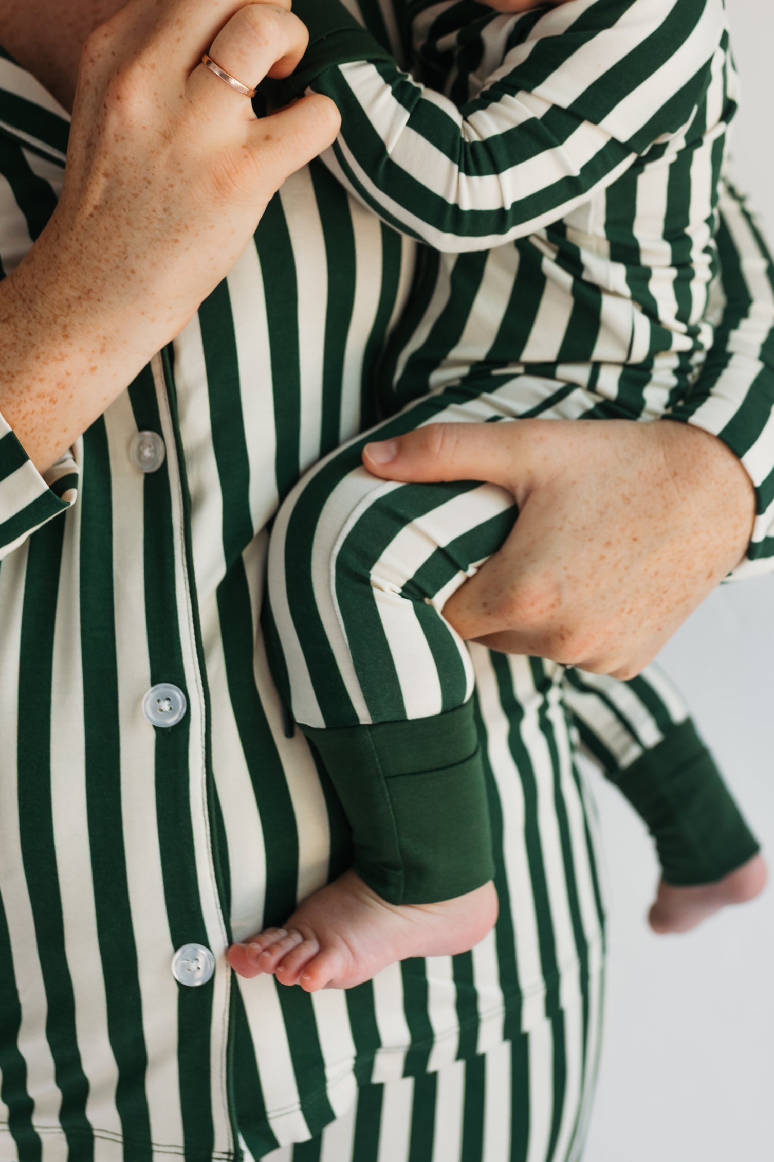 Green Stripe Zipper Romper