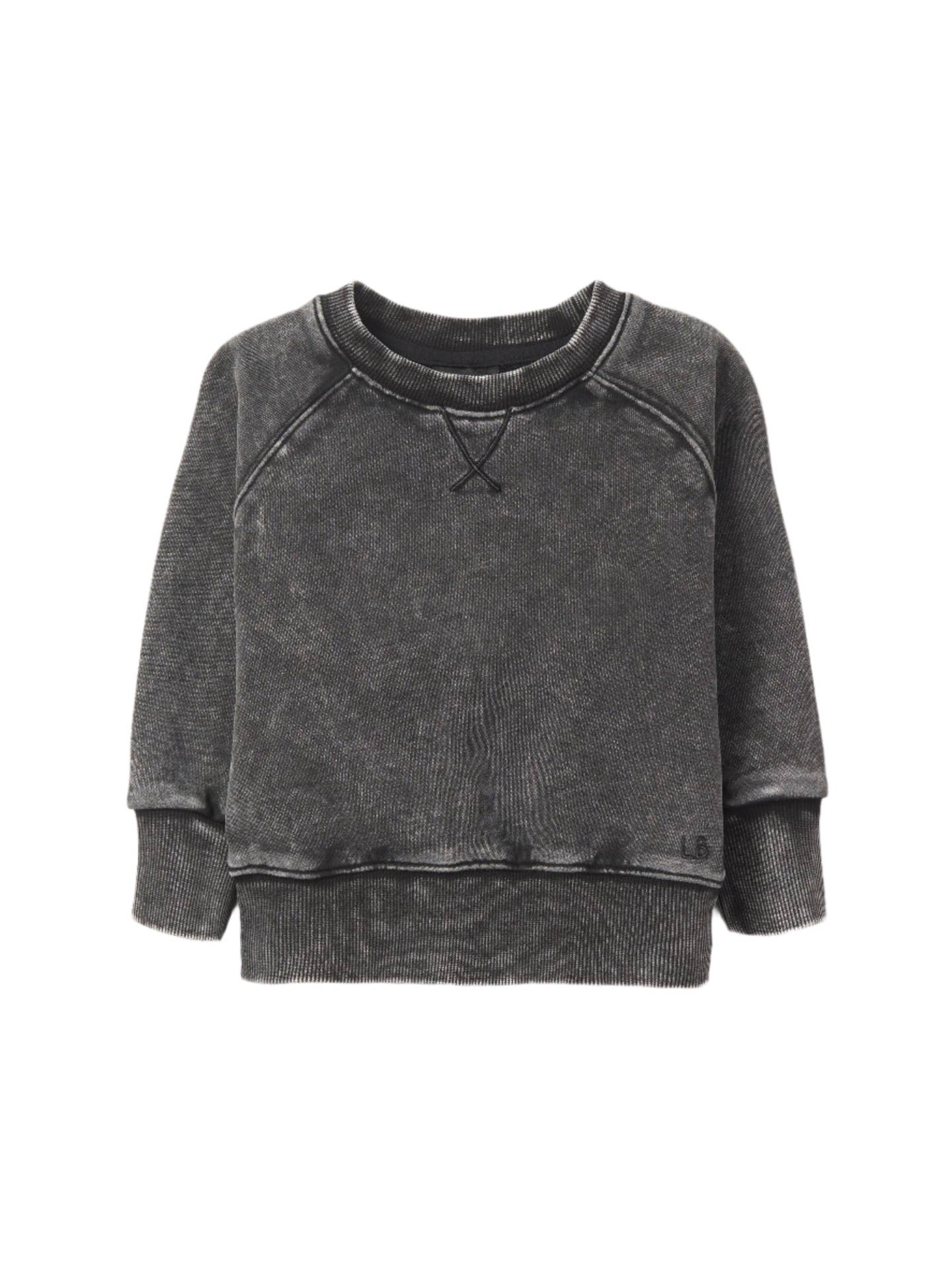 LB275-Acid Wash Crewneck - Black