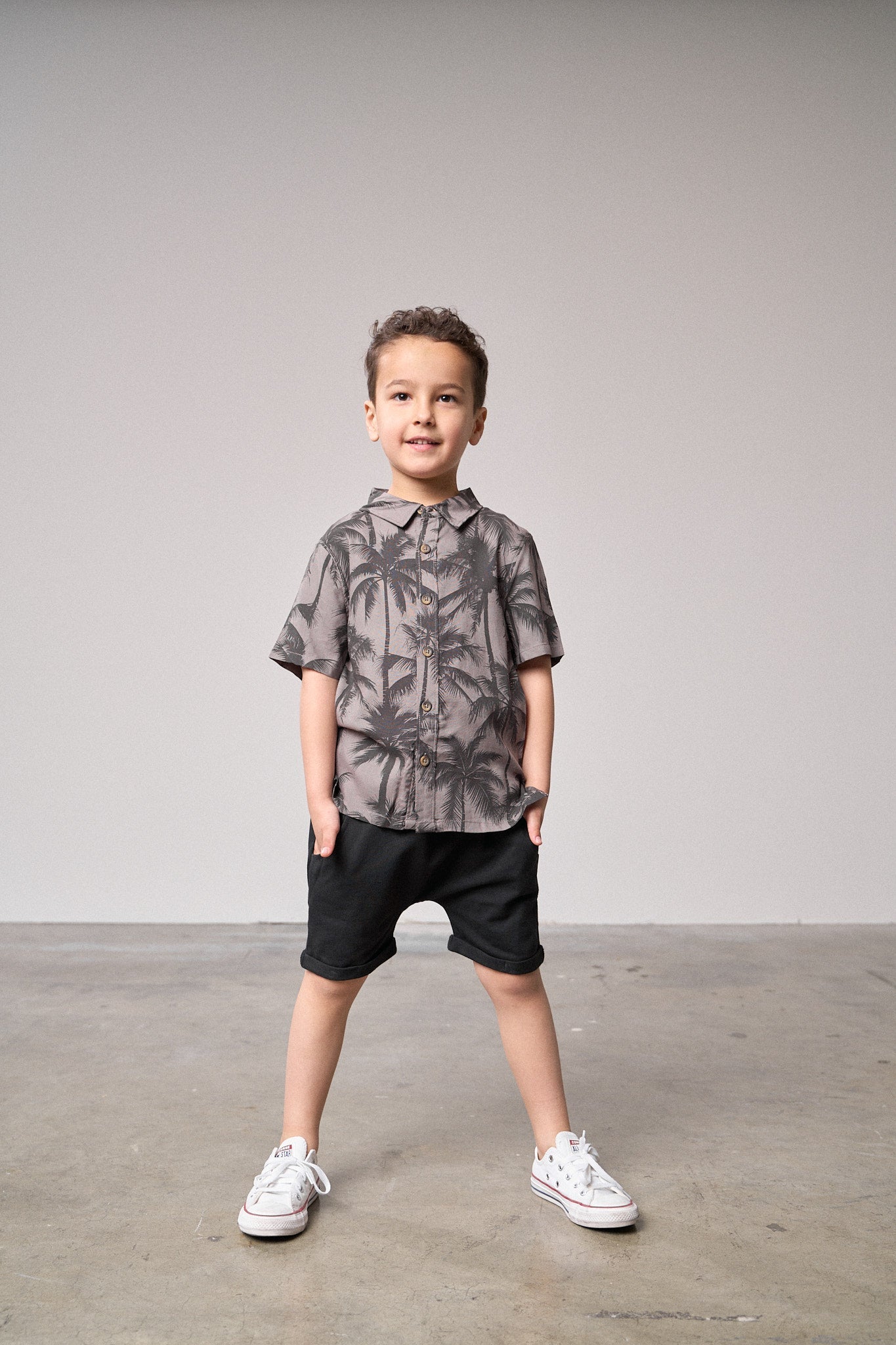 Palm Print Button Up