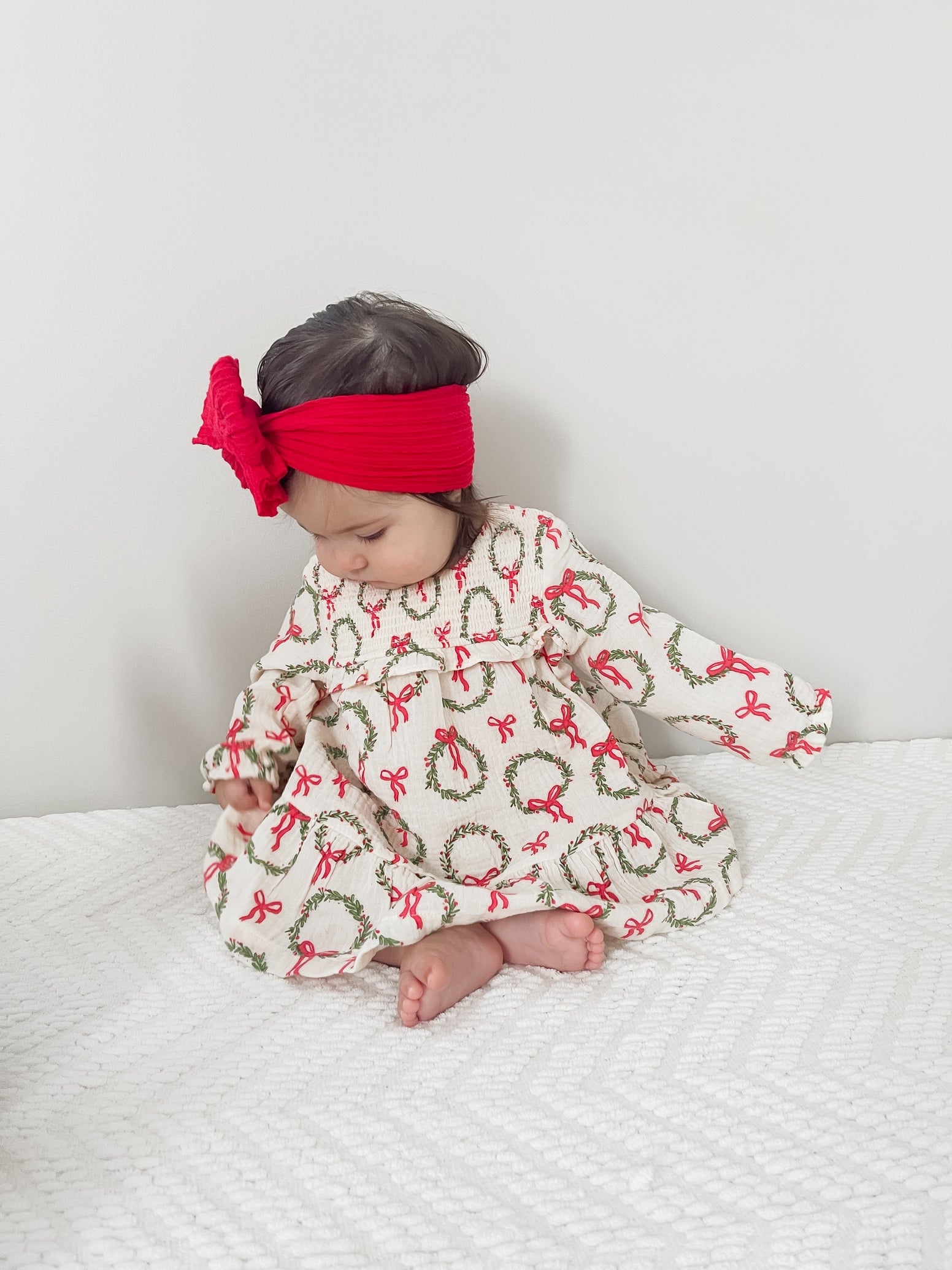 Smocked Ruffle Tiered Dress, Wreath