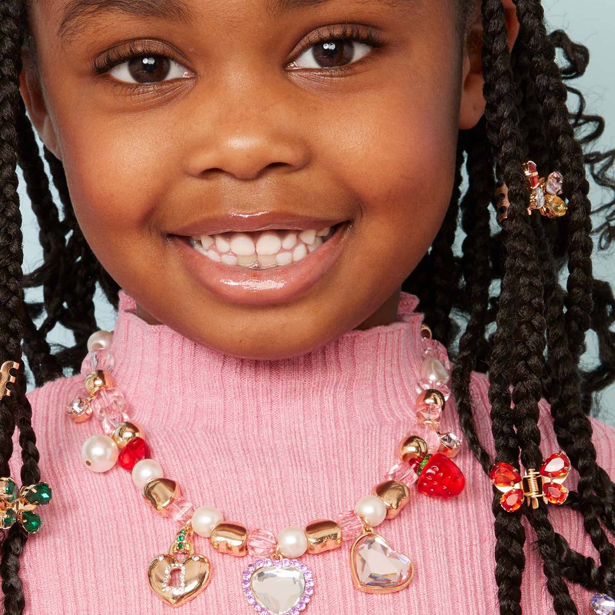 -Pink & Purple Heart Charm Mini Bead Kit