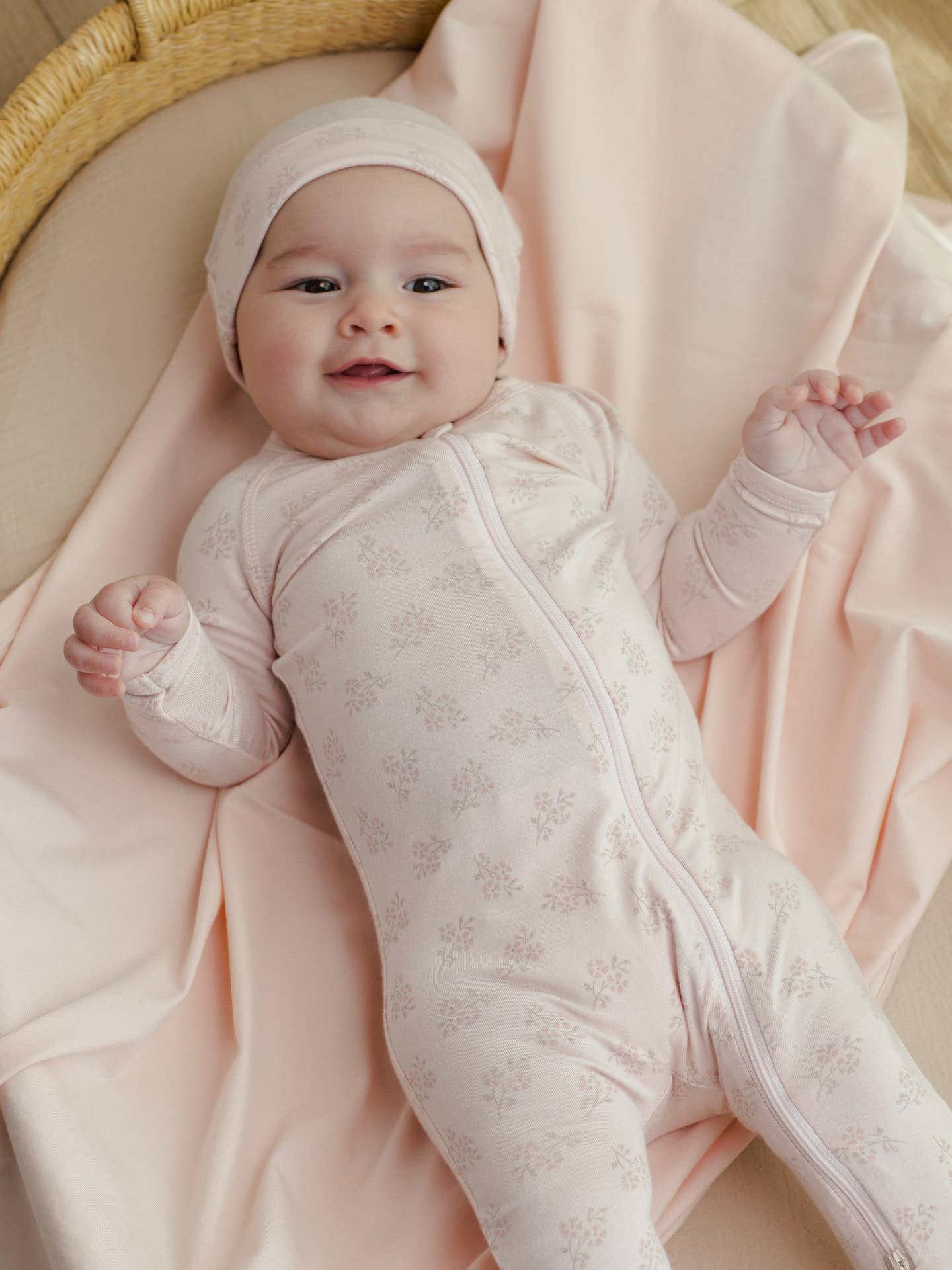 Modal Zip Footie || Pink Blossom