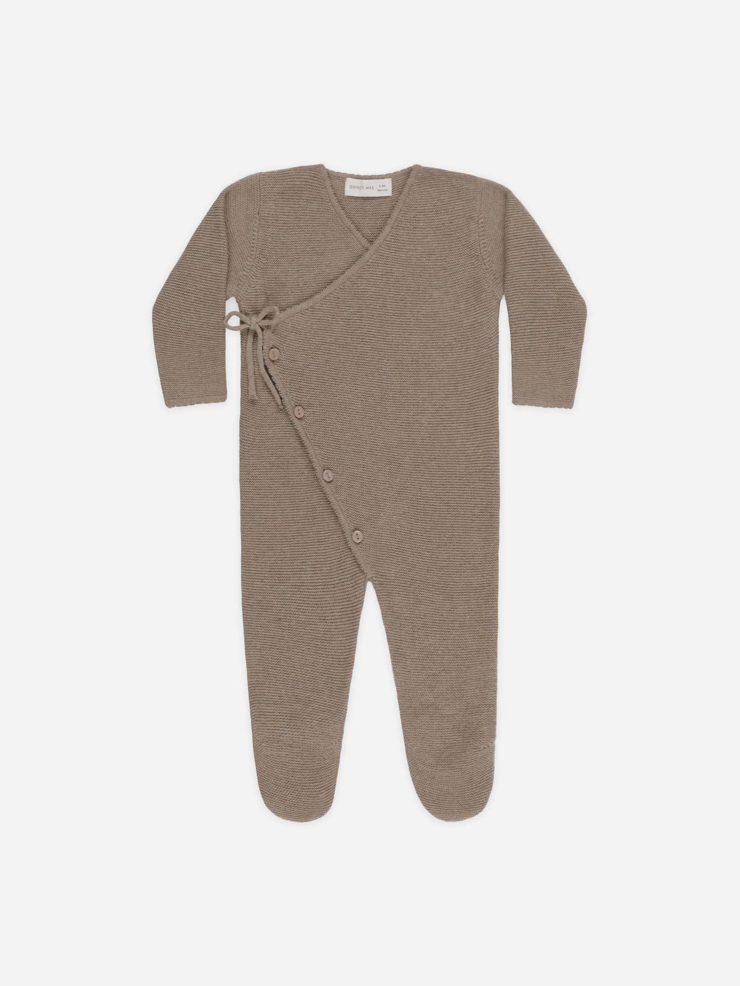 Wrap Knit Footie-Heathered Mocha