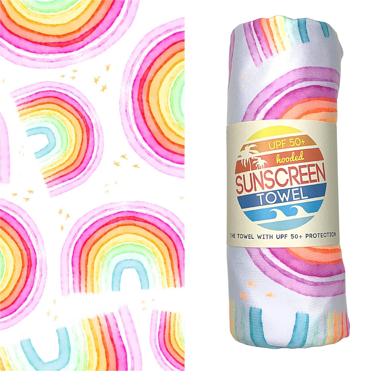 UPF 50+ Sunscreen Towel : Rainbows