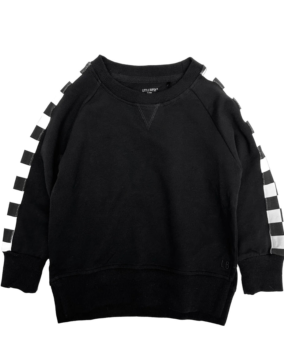 Stripe Checkered Pullover - Black