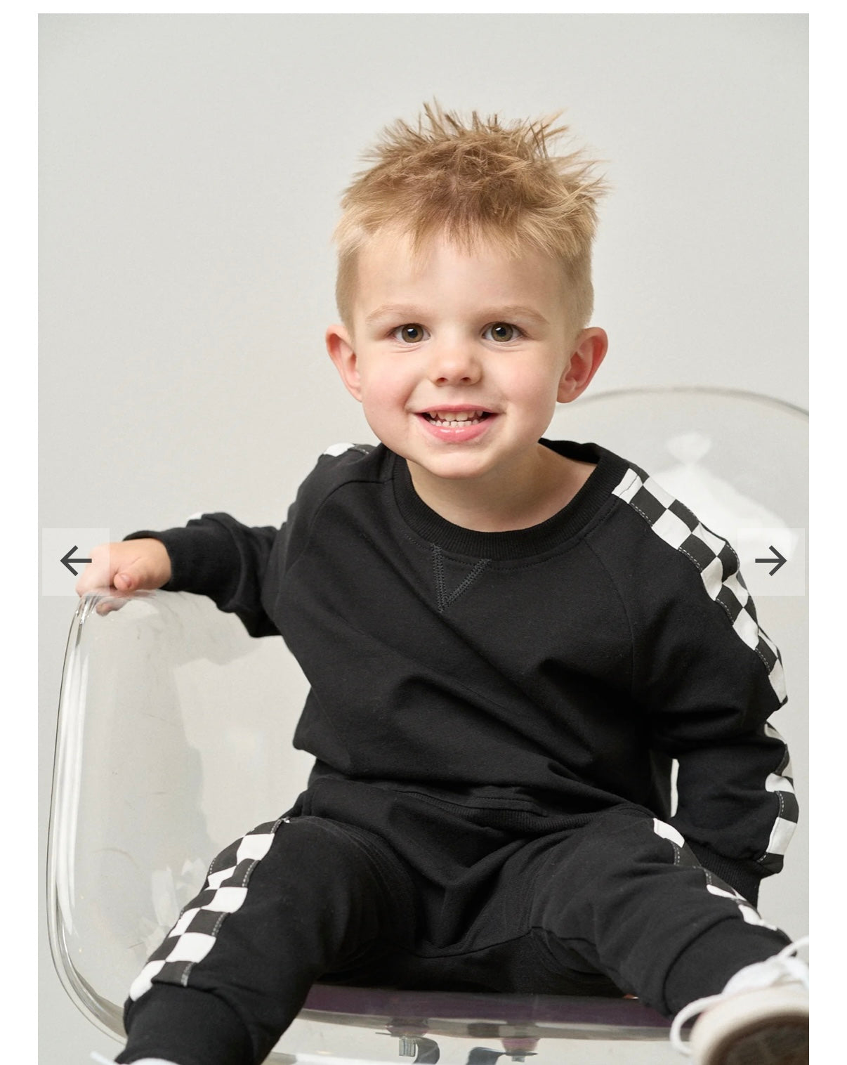 Stripe Checkered Pullover - Black