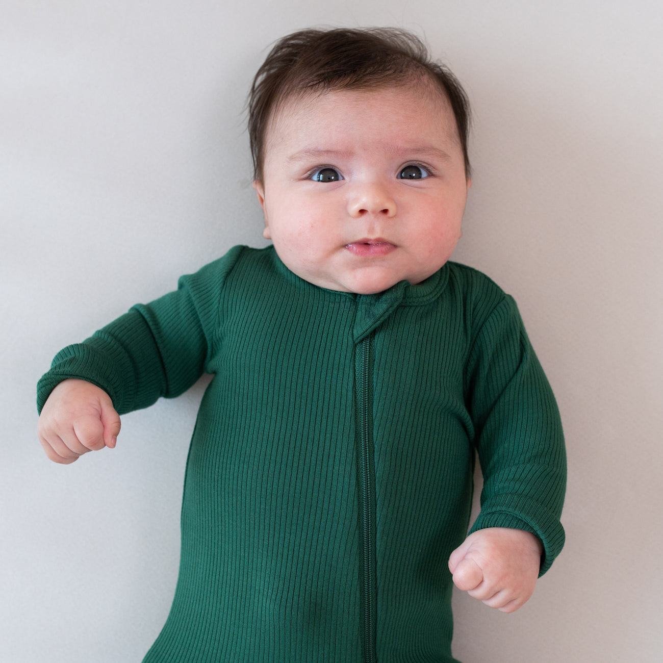 Kyte Baby- Ribbed Zip Footie : Forest