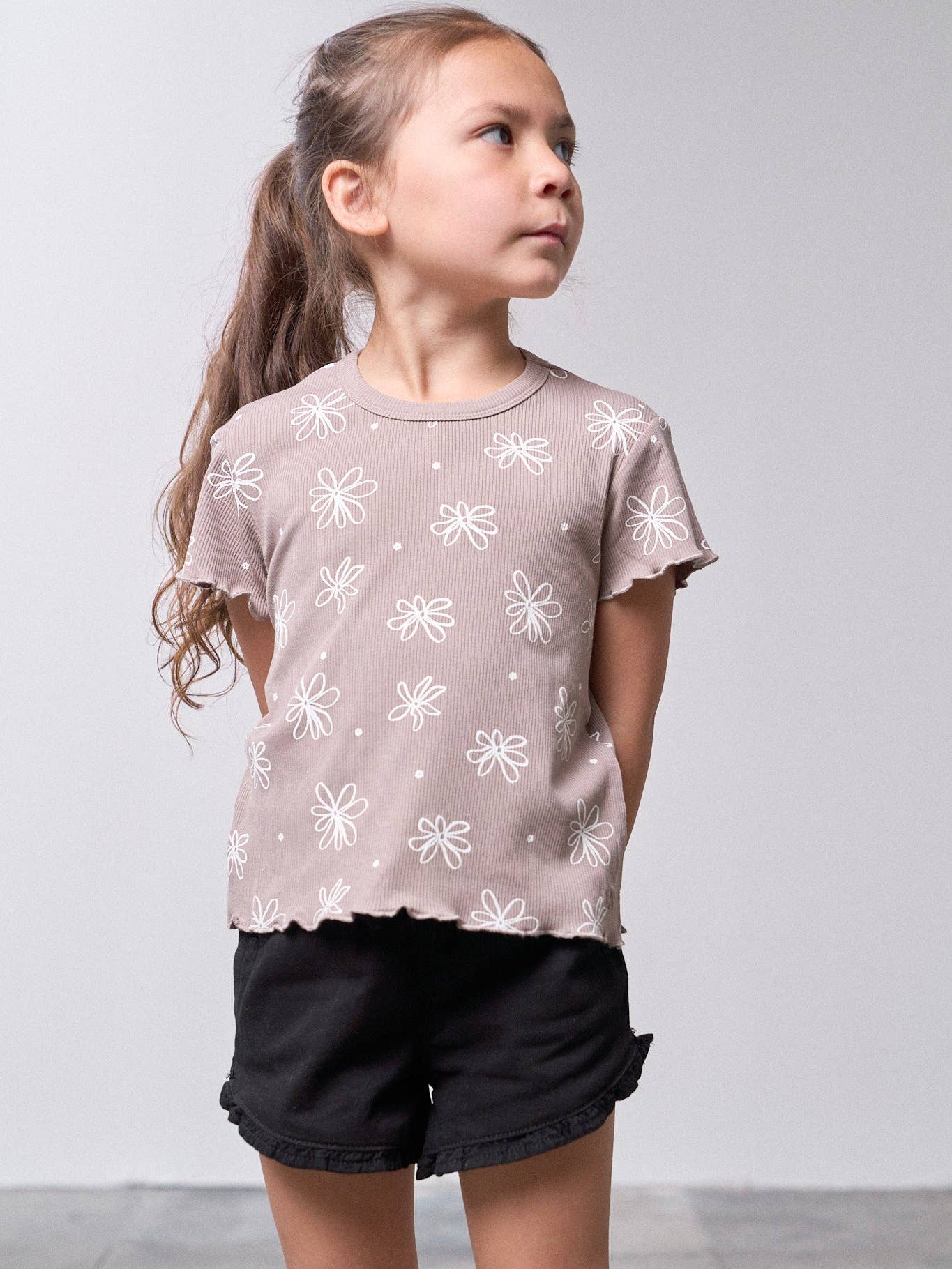 Ruffle Cotton Twill Short - Black