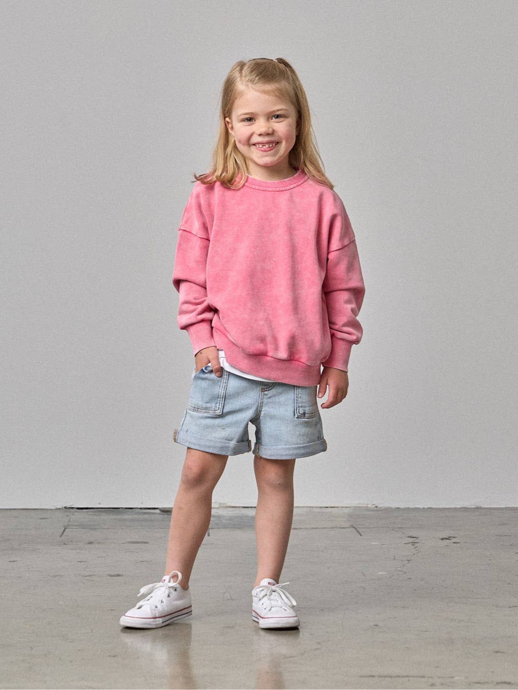 Washed Crewneck - Electric Pink
