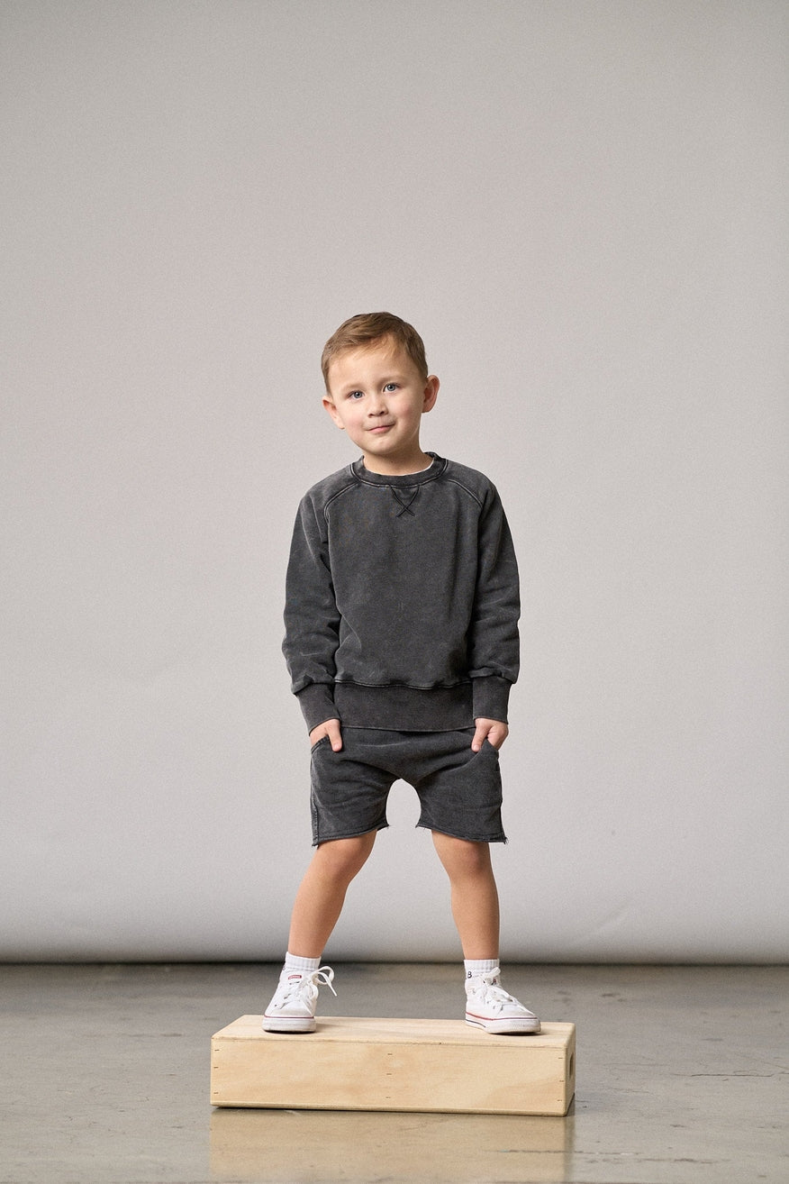 Acid Wash Harem Short - Black