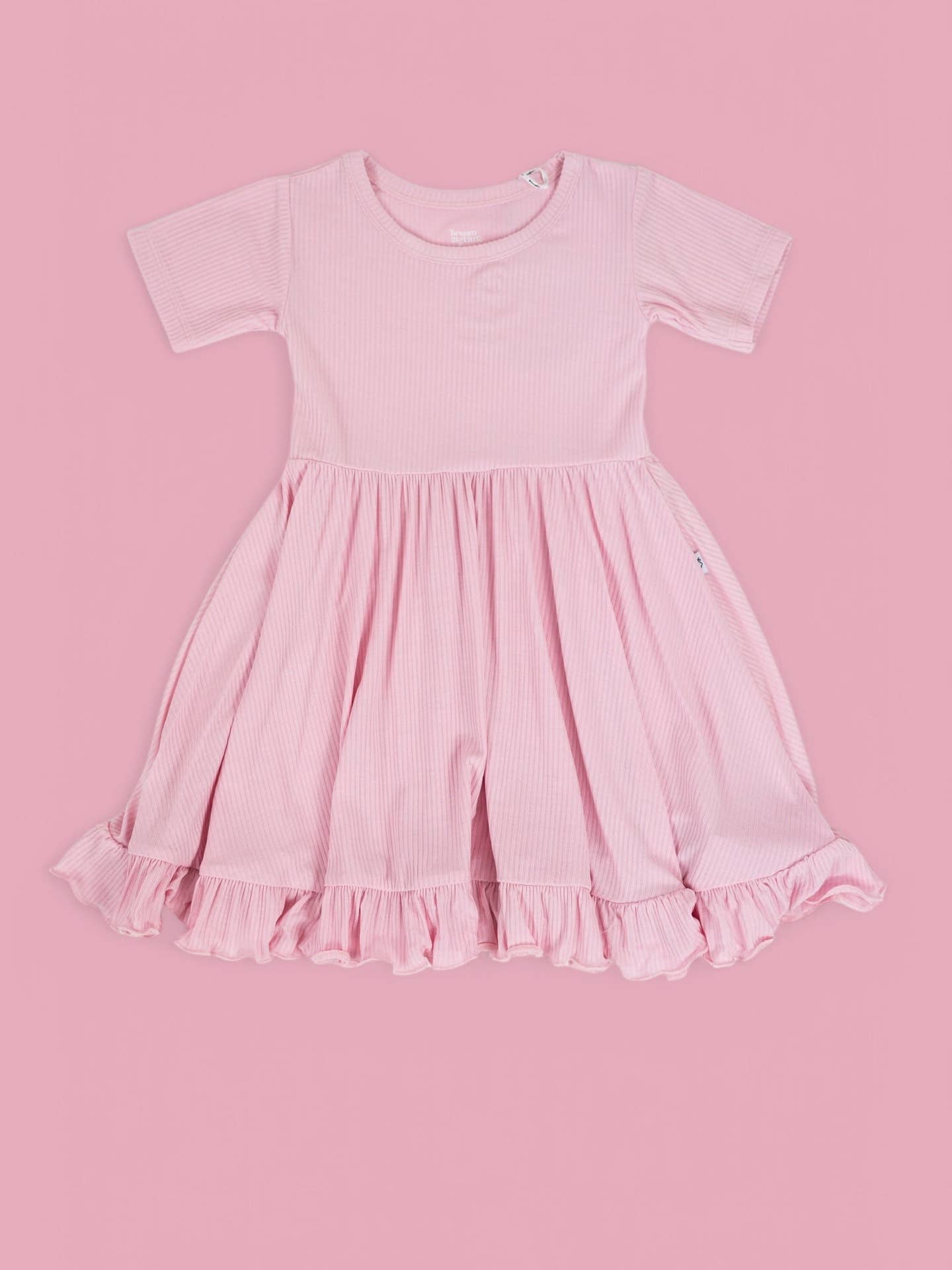 Pink Rose Rib Ruffle Dress