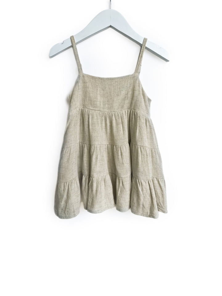 Little Bipsy- Linen Tiered Dress - Sand