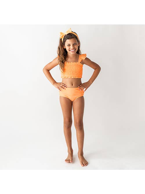 Ruffle Butts-Melon Smocked Bikini