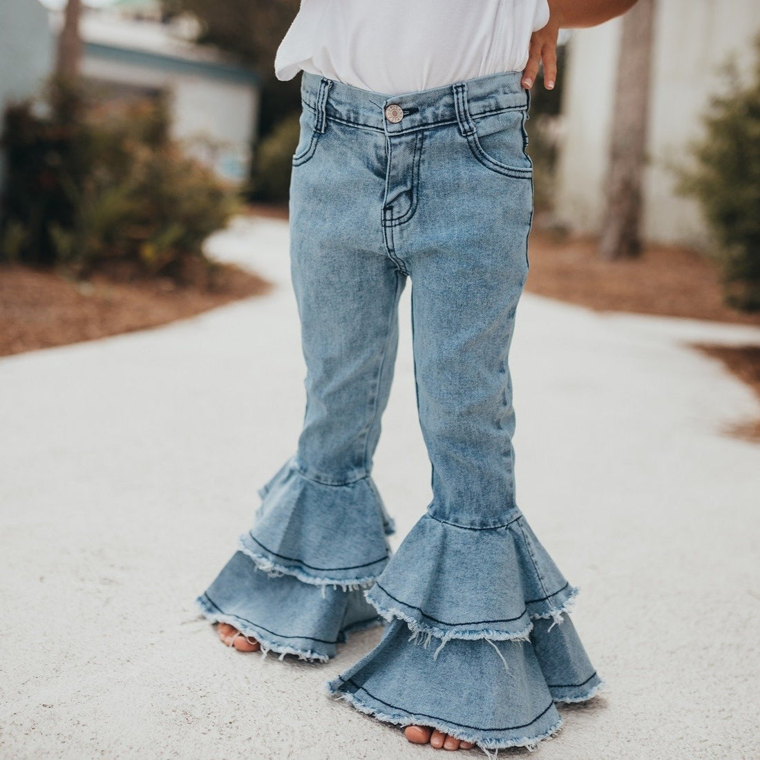 Light Denim Double Ruffle