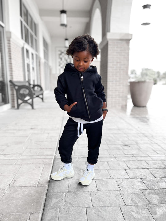 Little Bipsy Classic Zip Hoodie- Black