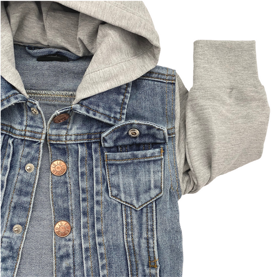 Little Bipsy- Hooded Denim Jacket : Gray