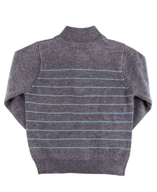 Rugged Butts-Charcoal & Antique Blue Zip Sweater