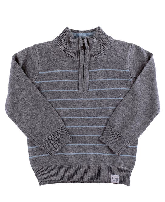 Rugged Butts-Charcoal & Antique Blue Zip Sweater