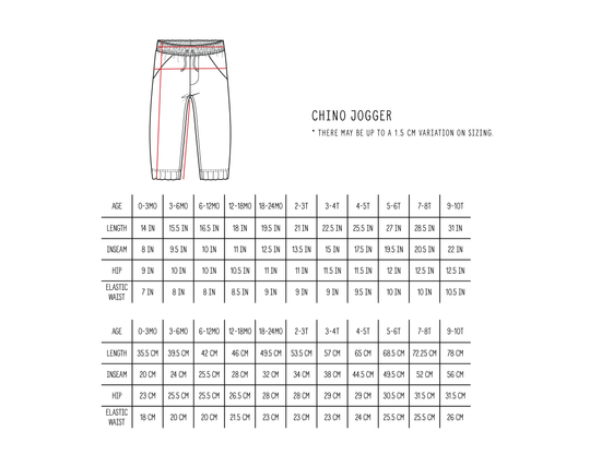 Size Chart - Kid's Slim Joggers – Wooly Doodle