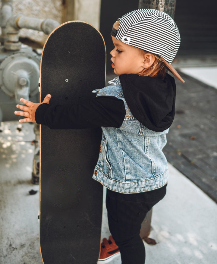 Little Bipsy- Hooded Denim : Black Sleeves